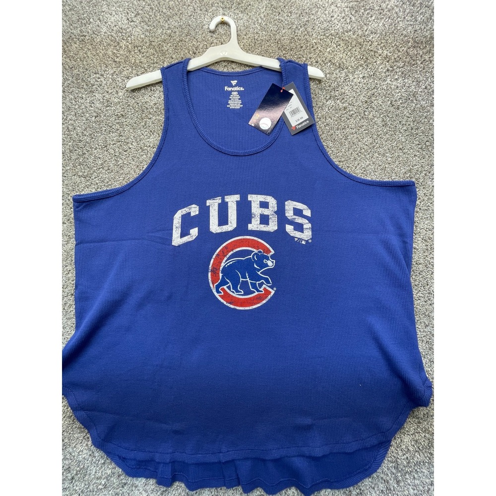 Fanatics Tank Top Mens 4X Royal Blue NEW Chicago Cubs Waffle Knit MLB
